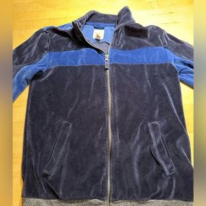 Blue stripe velour boys zip up